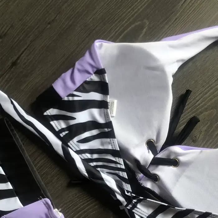 Sexy épissage zèbre licou Bikini brésilien femmes maillot de bain femme string maillots de bain deux pièces Bikini ensemble coupe haute maillot de bain bain