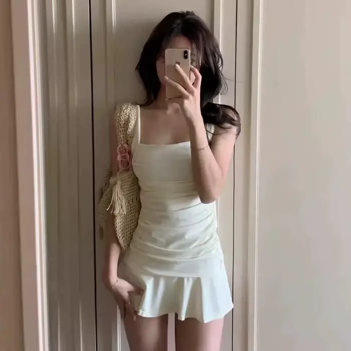 Nouveau maillot de bain une pièce amincissant et sexy, style coréen, couleur unie, avec cordon de se