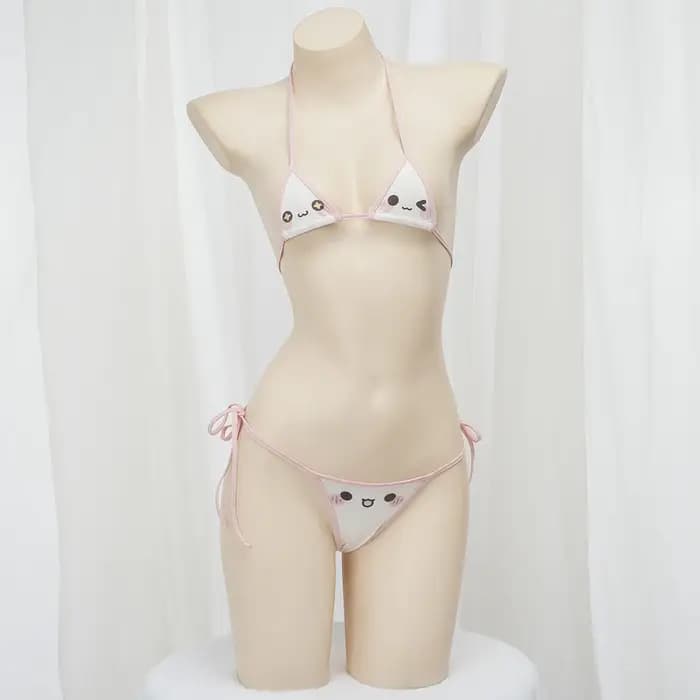 Mignon Bikini 2025 Anime Kawaii fille Cosplay maillot de bain femmes à lacets maillot de bain taille basse Bikinis ensembles maillot de plage