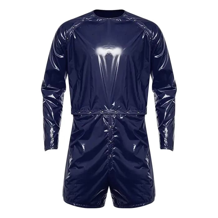 Maillot de bain une pièce brillant imperméable pour homme, avec découpes, manches longues, short boxer détachable, combinaison de plage