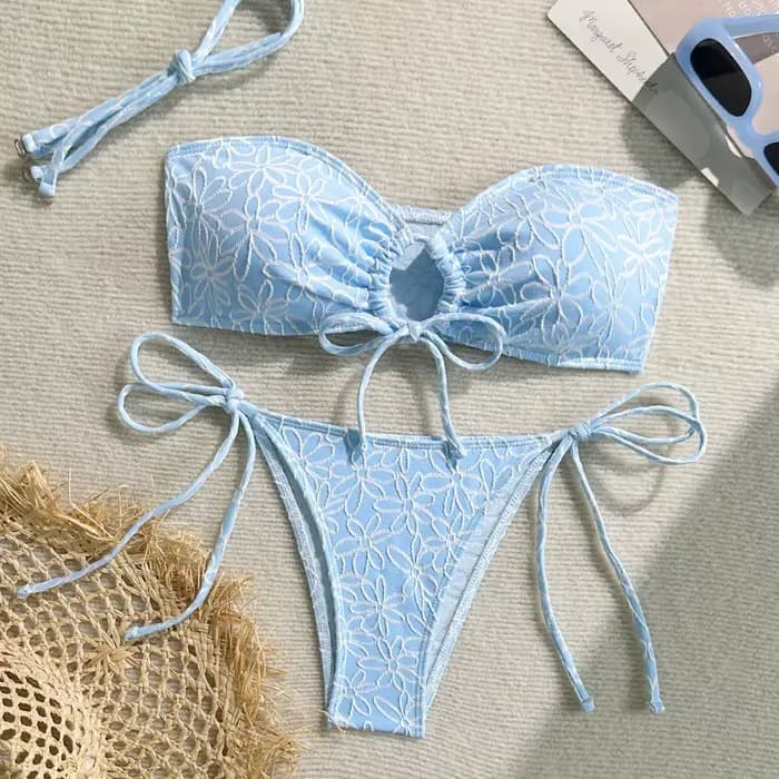 Sexy plaine Bandeau Bikini ensemble coquille concepteur maillot de bain Push Up Micro Bikinis Biquini Sexy maillot de bain cravate côté Triangle maillots de bain