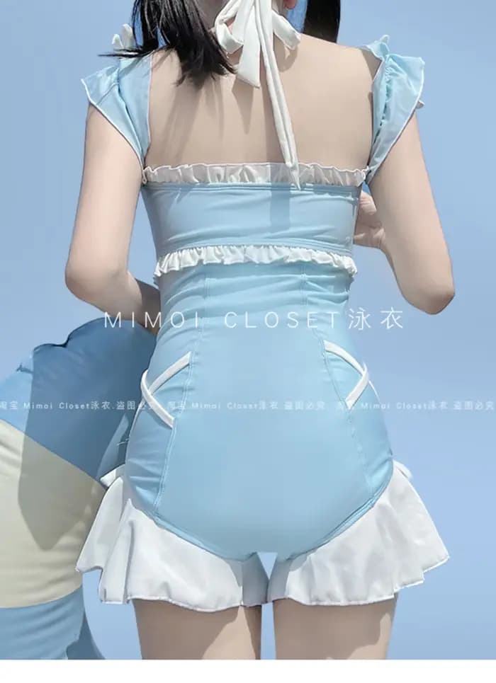 Été nouveau rose Dopamine Lolita doux filles mignon une pièce maillot de bain étudiant Kawaii plage vacances