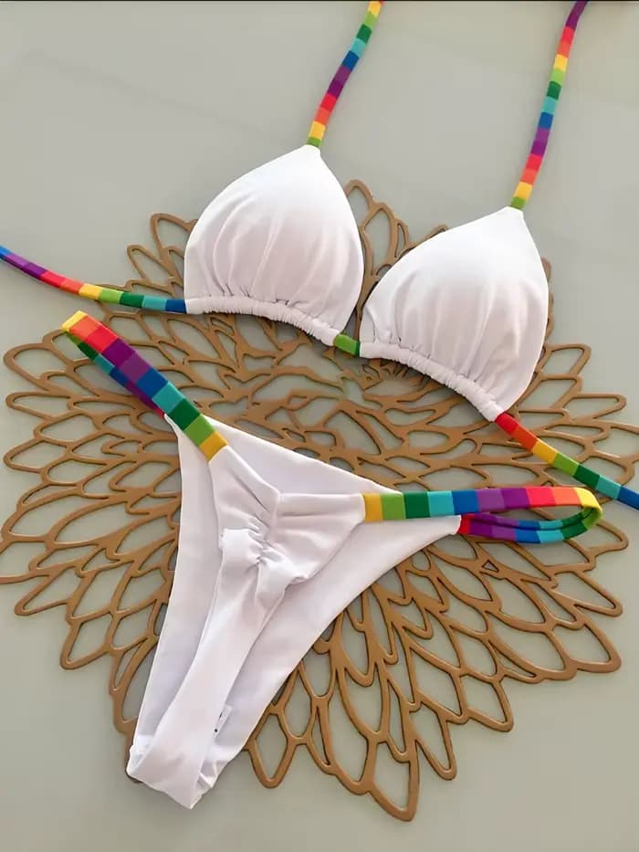 Maillot de bain Trikini imprimé string 2026 rembourré pour femme, maillot de bain brésilien sexy, tenue de bain féminine