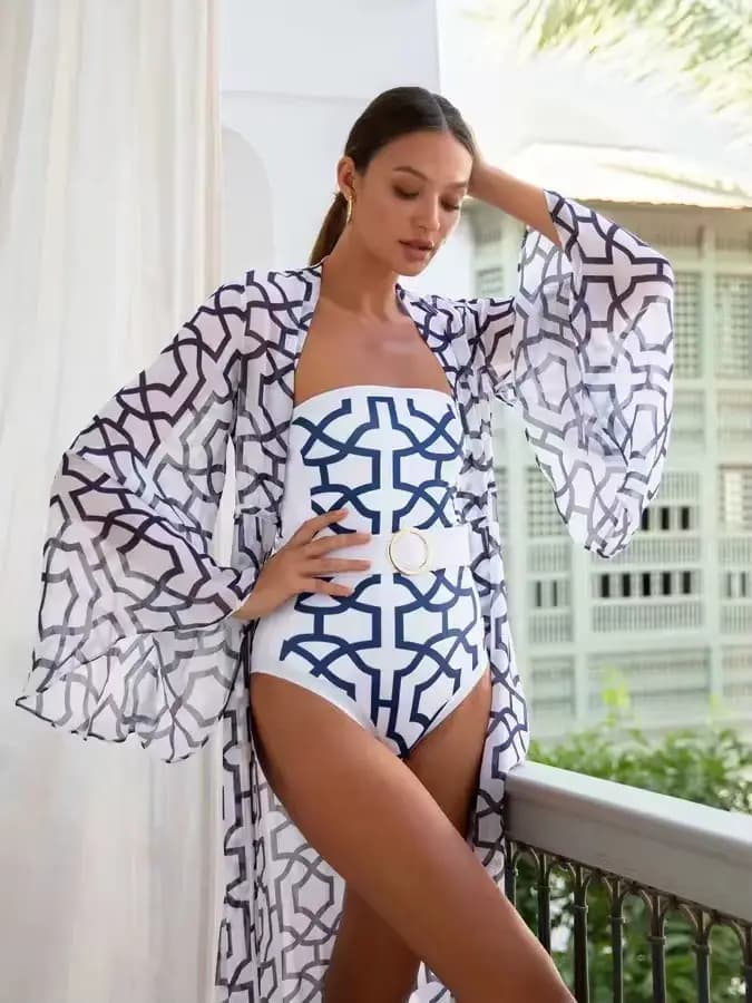 Nouvelle Arrivée Maillot de Bain Une Pièce Col V 2026 Imprimé Floral Sexy pour Femme