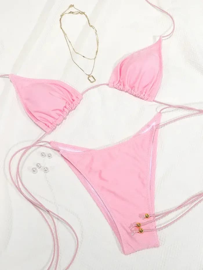 Rinabe Bikini rose, maillots de bain triangle bandage