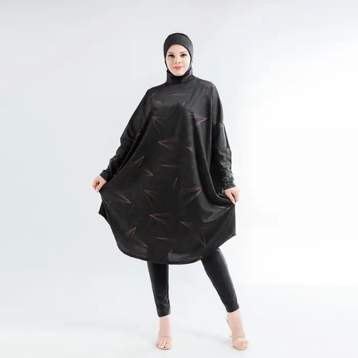 Abaya-Burkini Musulman à Manches sulfpour Femme, Grande Taille, Modeste, Hijab