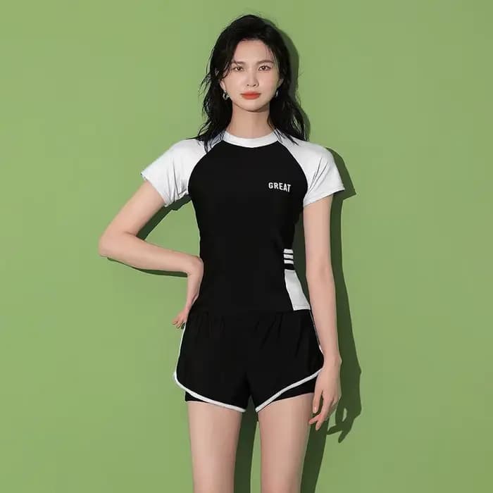 Maillot de bain femme été fendu sport décontracté grande taille maillot de bain conservateur minceur piscine équipement de natation