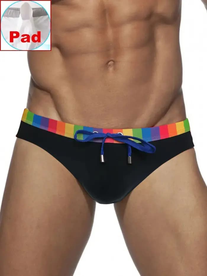 Maillot de bain à rayures arc-en-ciel pour homme
