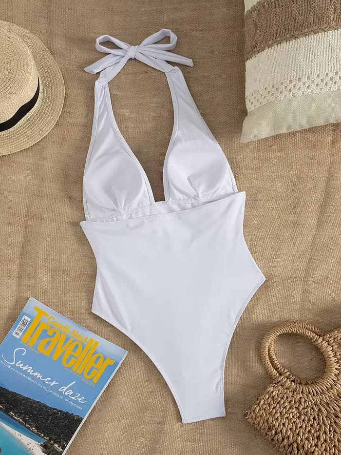 Maillot de bain une pièce blanc pour femme