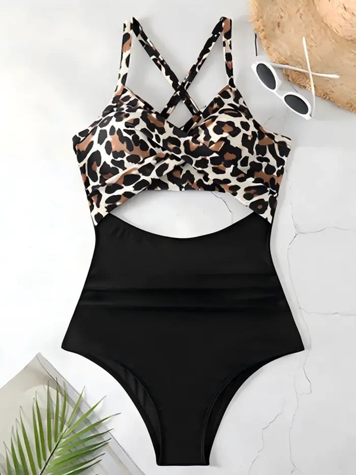 Maillot de bain froncé uni pour femmes