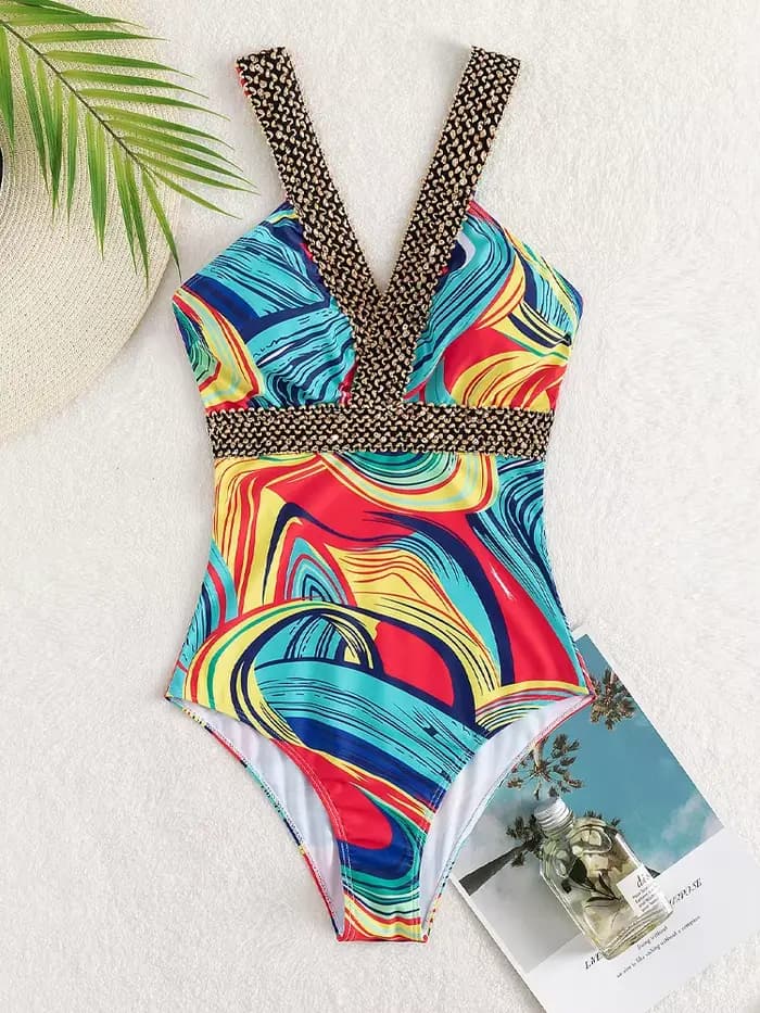Vigoashely 2026 Maillot de bain une pièce sexy imprimé à bretelles pour femme