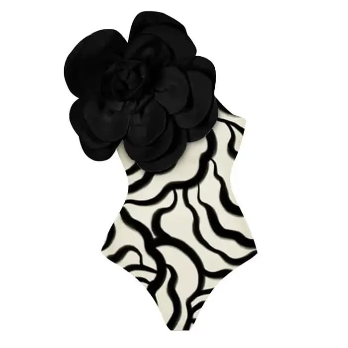 Maillot de bain une pièce pour femmes 2025, maillot de bain imprimé avec de grandes fleurs 3D, monok