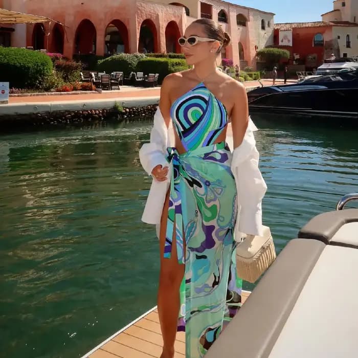 Maillot de bain une pièce imprimé avec jupe