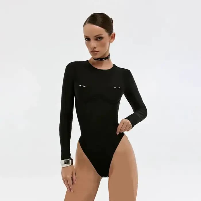 Manches longues 2025 Sexy femmes une pièce maillot de bain maillots de bain femme solide Biquini Mon