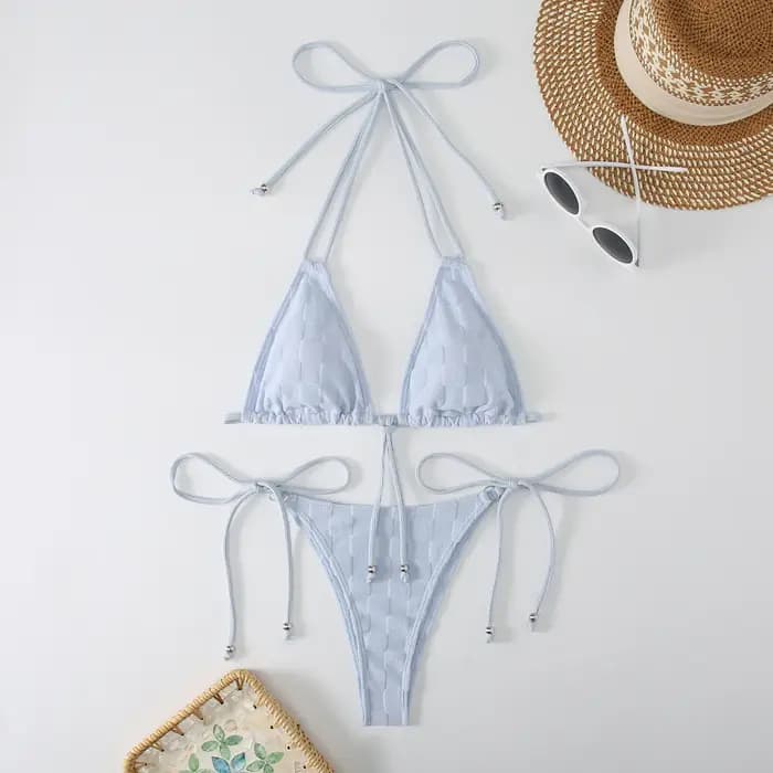 Nouveau Style Bikinis ensemble Sexy solide Plaid Bikini maillot de bain Push Up