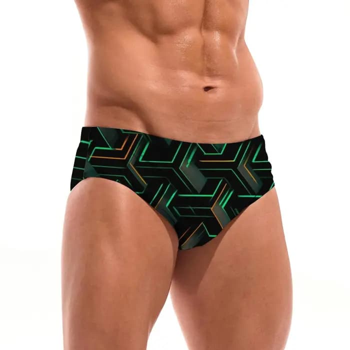 Maillot de bain géométrique pour hommes, à séchage rapide, respirant, antidérapant, maillot de bain triangulaire, pour sports aquatiques, surf, fitness, maillot de bain original