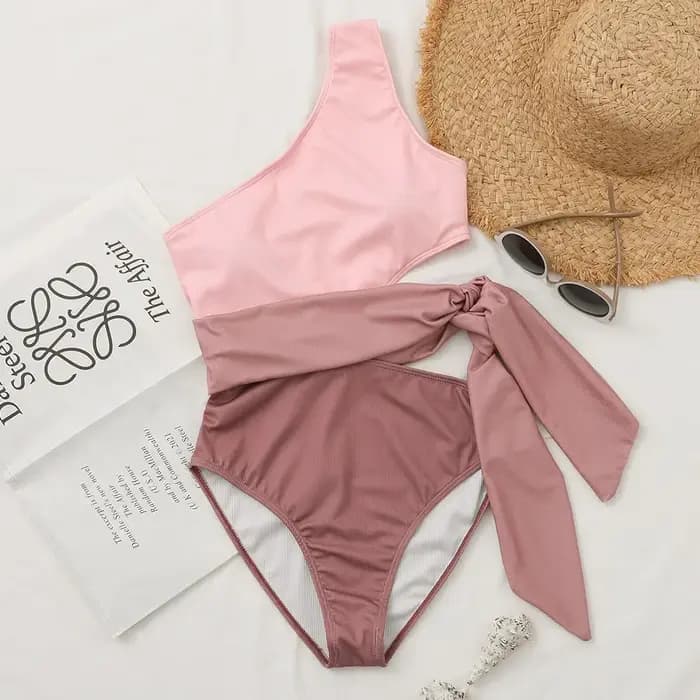Maillot de bain une pièce asymétrique épaule dénudée, imprimé col licou, Push Up, Monokini, body, vêtements de plage pour femmes