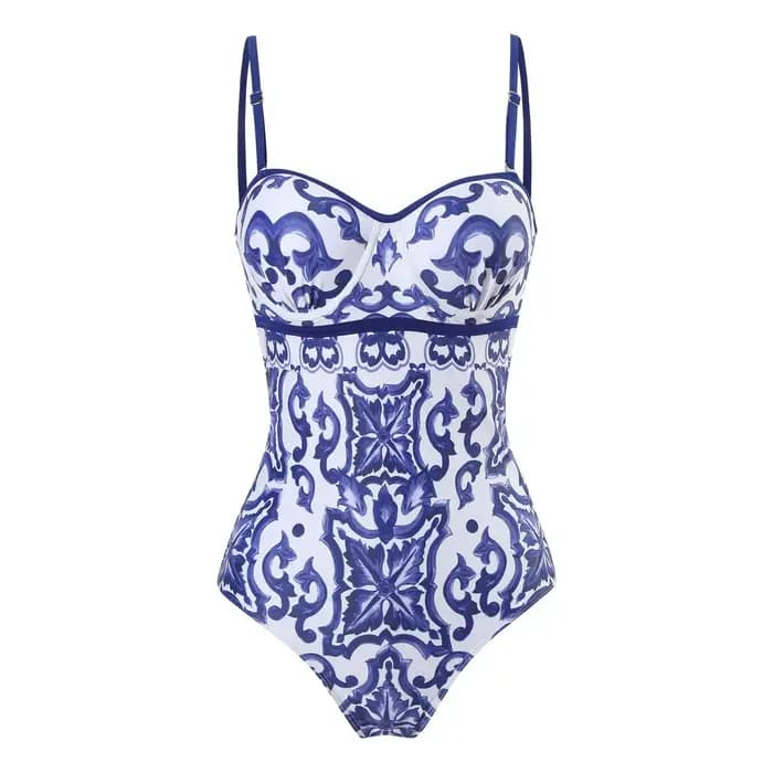 Maillot de bain imprimé une pièce pour femme 2026 avec jupe de plage