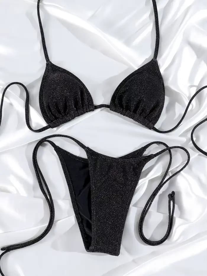Bikinis brillants bordés maillot de bain avec cravates 2025 Biquinis maillots de bain sexy femmes ma