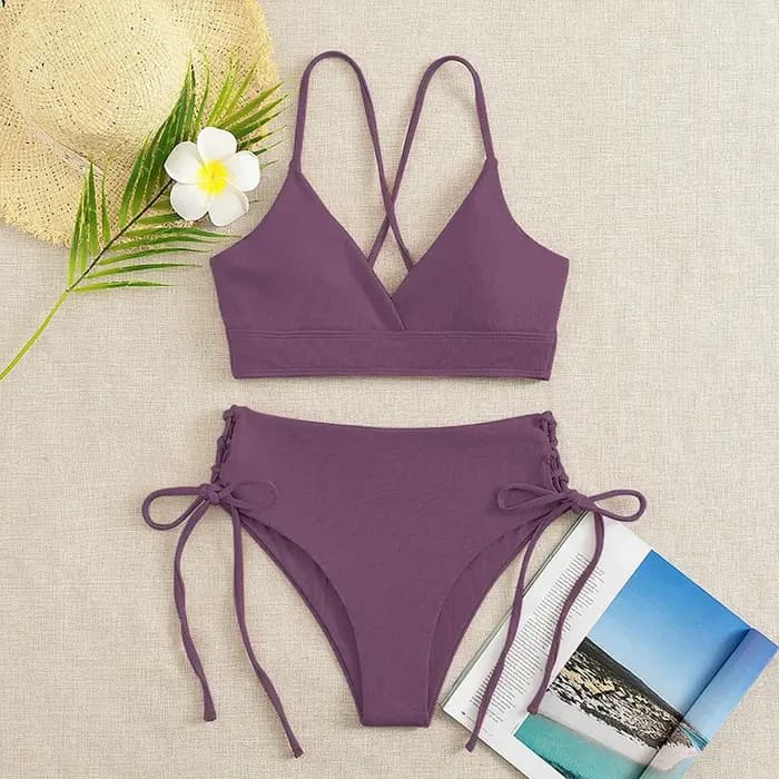Cikini-ensemble bikini fendu à col en V pour femme