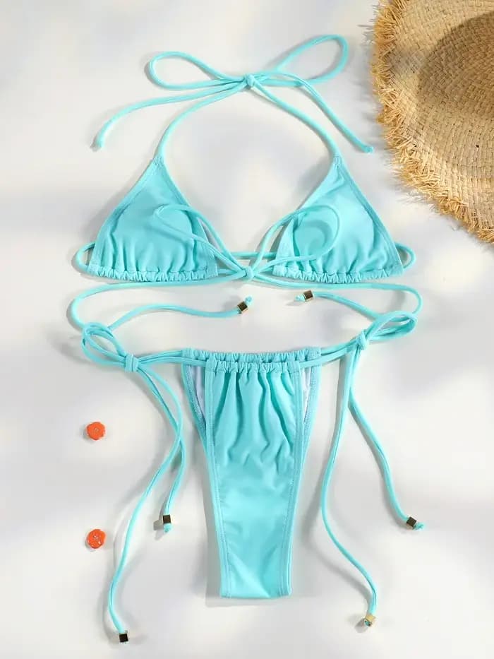 Rinabe bleu deux pièces costume maillot de bain pour femme Push Up solide Bikini ensemble maillots