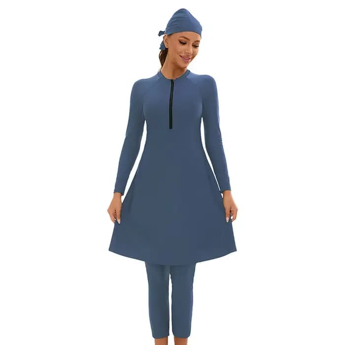 Maillots de bain entièrement coupés 3 pièces maillot de bain Burkini entièrement couvert avec bonnet de bain maillots de bain unis