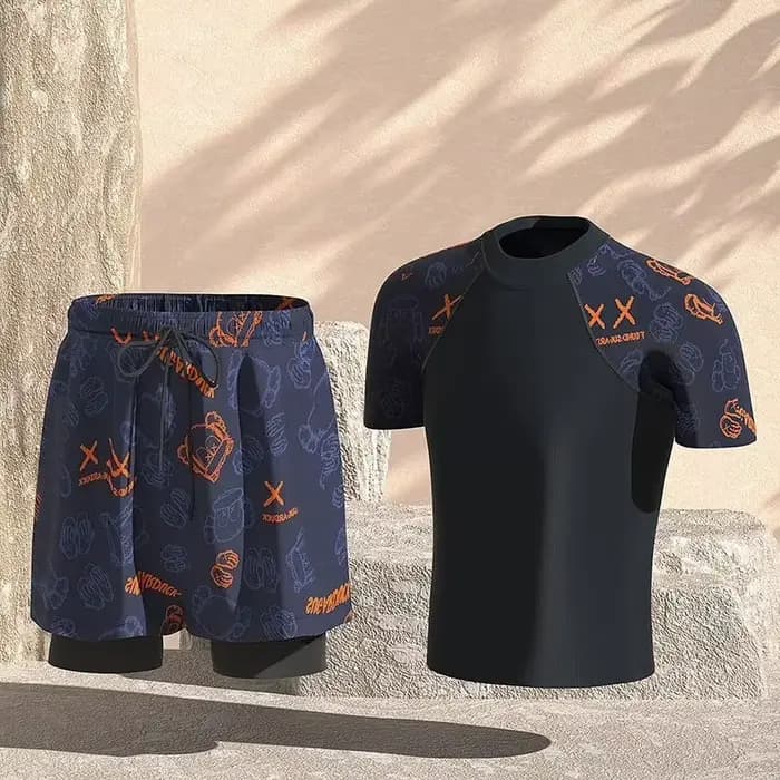 Maillot de bain deux pièces pour hommes, grande taille, angle plat, faux, Anti-embarras, imprimé, sport, short de natation, printemps chaud, nouvelle collection