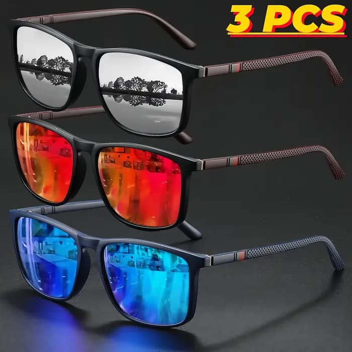 Lunettes de soleil de protection polarisées carrées, Anti-éblouissement, pour fête d'été, vacances,