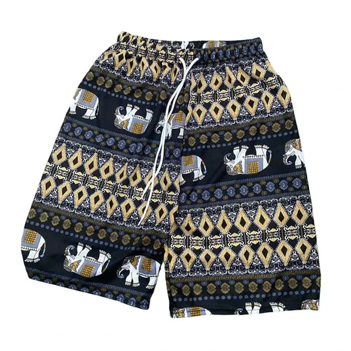 Short de plage pour hommes et femmes, short d'été, style bohème, imprimé 3D, motif éléphant, pantalon court, baggy, hippicopter, pour voyage