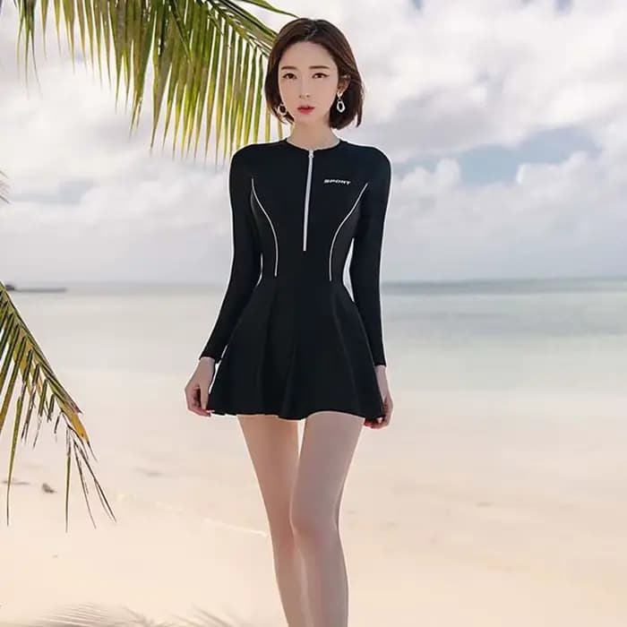 3pcs Beachwear Long Sleeve Swimsuit Tights Bikini Underwater Clothings Swim Dress with Pants Solid Color Sun Protection