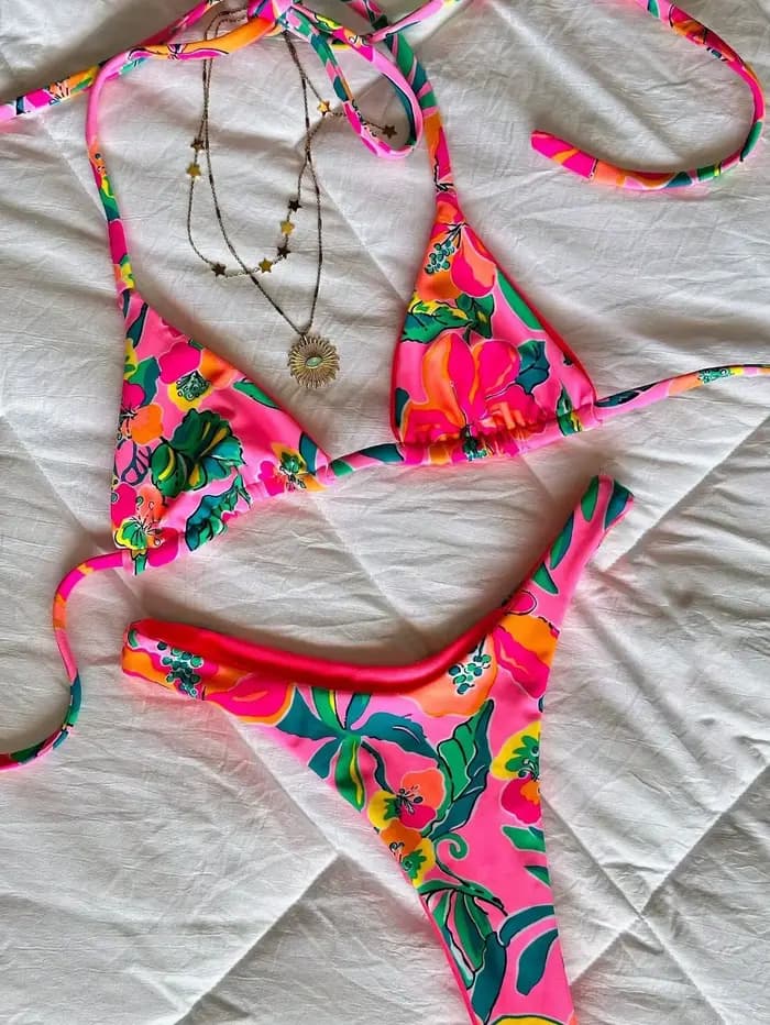Licou Bikinis femmes maillot de bain Sexy maillots de bain imprimer brésilien Micro Bikini ensemble