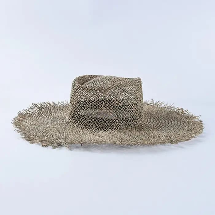 Chapeau de plage en jonc de mer tissé pour femmes