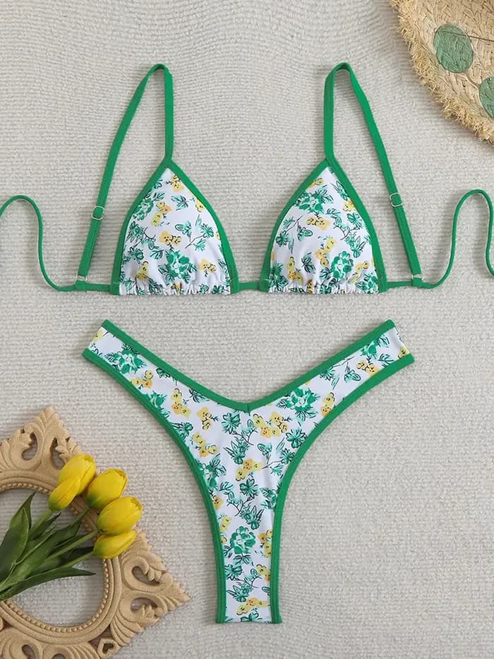 Maillot de bain deux pièces imprimé floral pour femmes