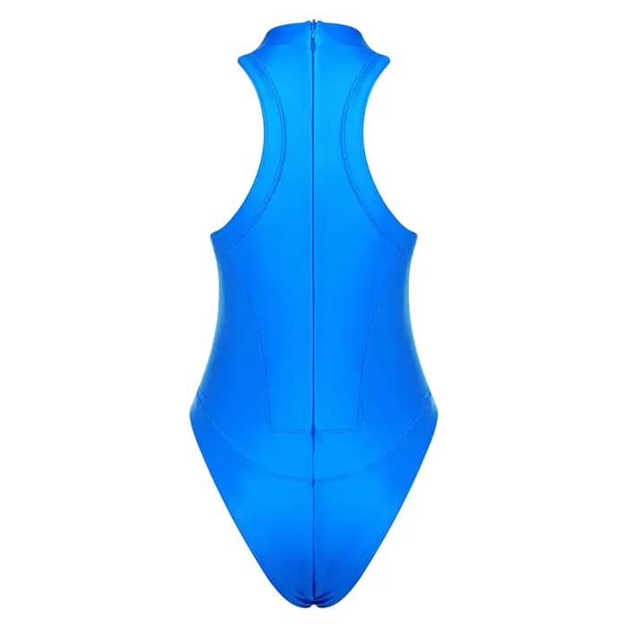 Maillot de bain une pièce pour femme à col montant et dos nu