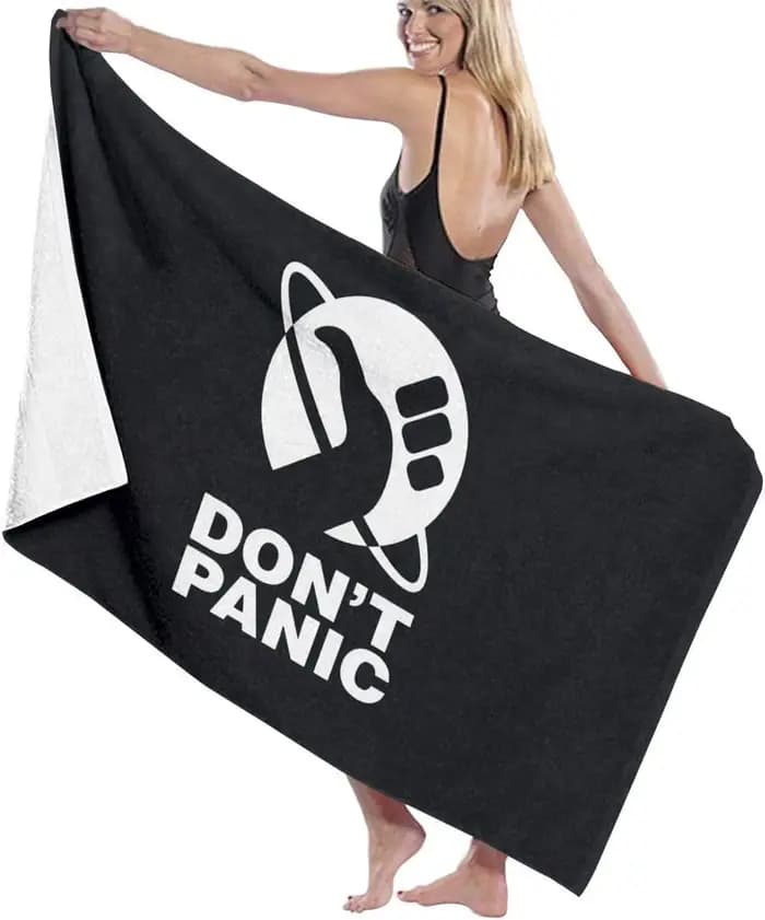 Serviette de bain Don't Panic pour hommes et femmes, draps de plage doux en microcarence ronde