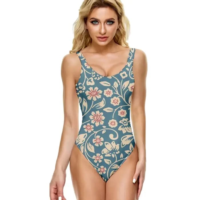Maillot de bain une pièce Vigne botanique forêt vert décontracté ventre contrôle plage costier grand-mère maillots