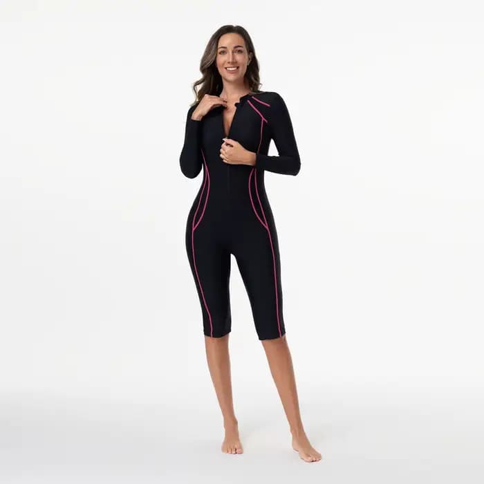 Maillot de bain une pièce avec manches pour femme, vêtements de plage pour femme, style sport, costume de natation, surf trempé