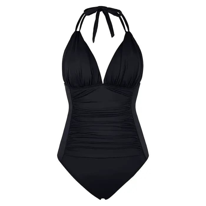 Maillot de bain une pièce de base, couleur unie, à bretelles, contrôle du ventre, nouveau maillot de bain push-up plissé, vêtements de plage, maillot de bain pour femme