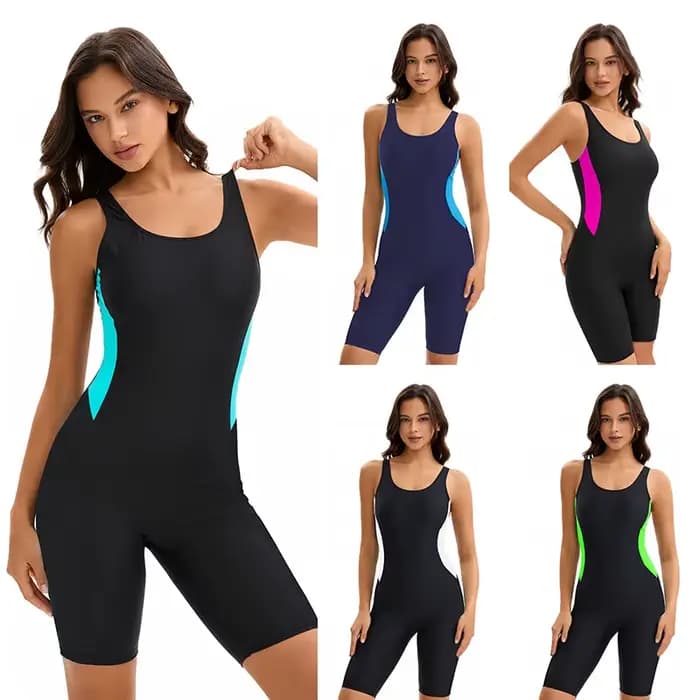 Maillot de bain une pièce modeste pour femme, coupe athlétique dos nageur avec shorty, couvrant entièrement le corps
