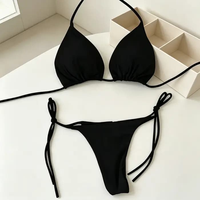 Ensemble bikini triangle à nouer 2 pièces pour femme