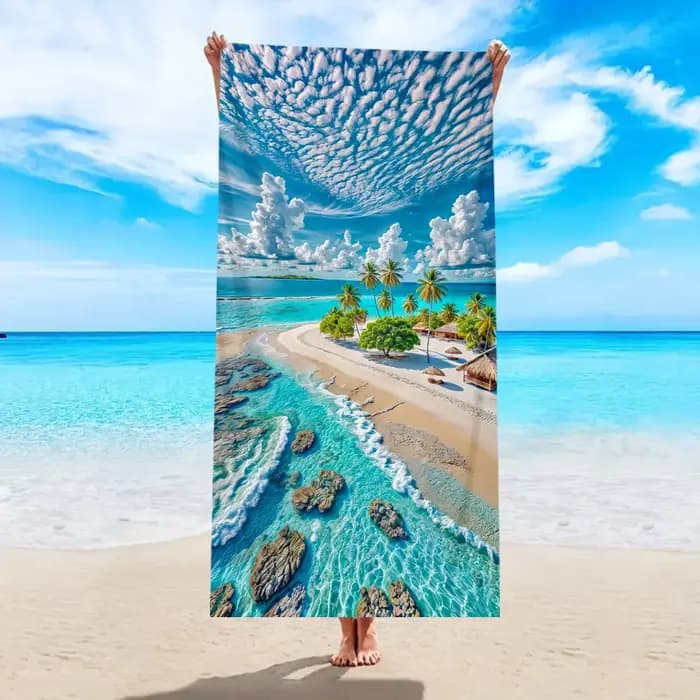 Serviette de plage Sea star 1 pièce, grande serviette de bain absorbante à séchage rapide, adaptée aux sports de plein air, à la natation, à la salle de sport et aux tapis de yoga