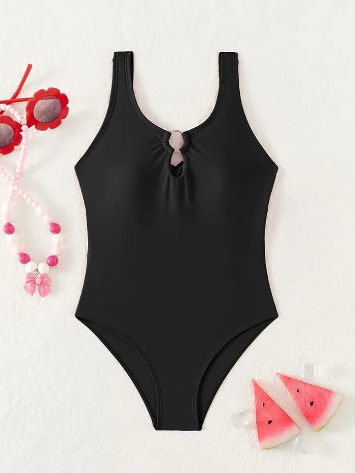 Maillot de bain une pièce rétro pour filles de 8 à 14 ans