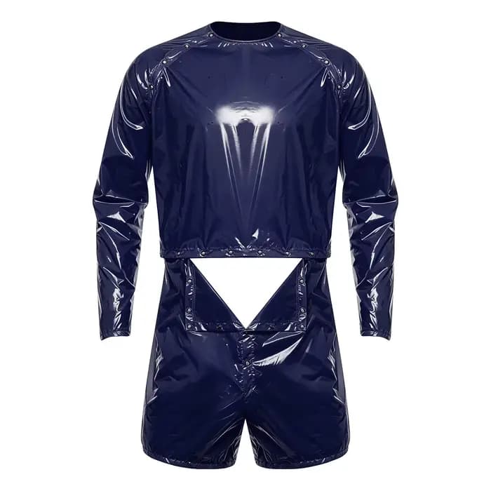 Maillot de bain une pièce brillant imperméable pour homme, avec découpes, manches longues, short boxer détachable, combinaison de plage
