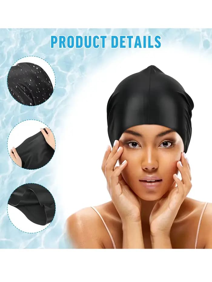 Bonnet de bain surdimensionné à cheveux longs, bonnet de bain en Silicone imperméable adapté aux femmes, hommes, tresses, tresses, Afros, 1 pièce