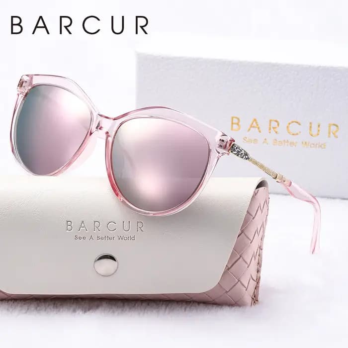 BARCUR lunettes de soleil rondes polarisées mode Ultra léger oeil de chat cadre PC plusieurs couleurs choisir femmes