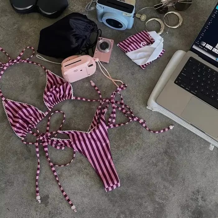 2026 Sexy Micro Bikini à Bretelles pour Femme, Maillot de Bain Bandeau, Tenue de Plage