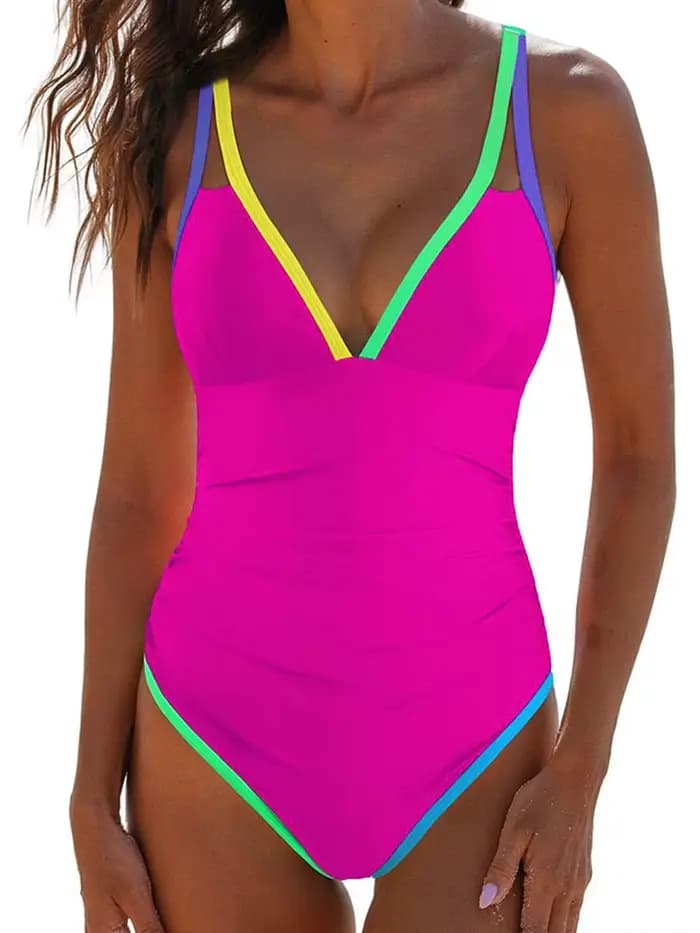 Maillot de bain une pièce uni à bretelles et dos nu croisé pour femme 2026, coupe ajustée, tenue de