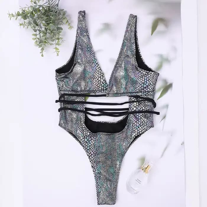 Maillot de bain une pièce à col en V pour femmes