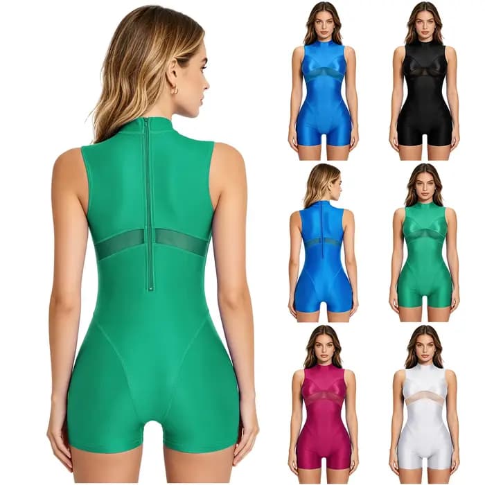 Combinaison de natation brillante effet huile pour femme