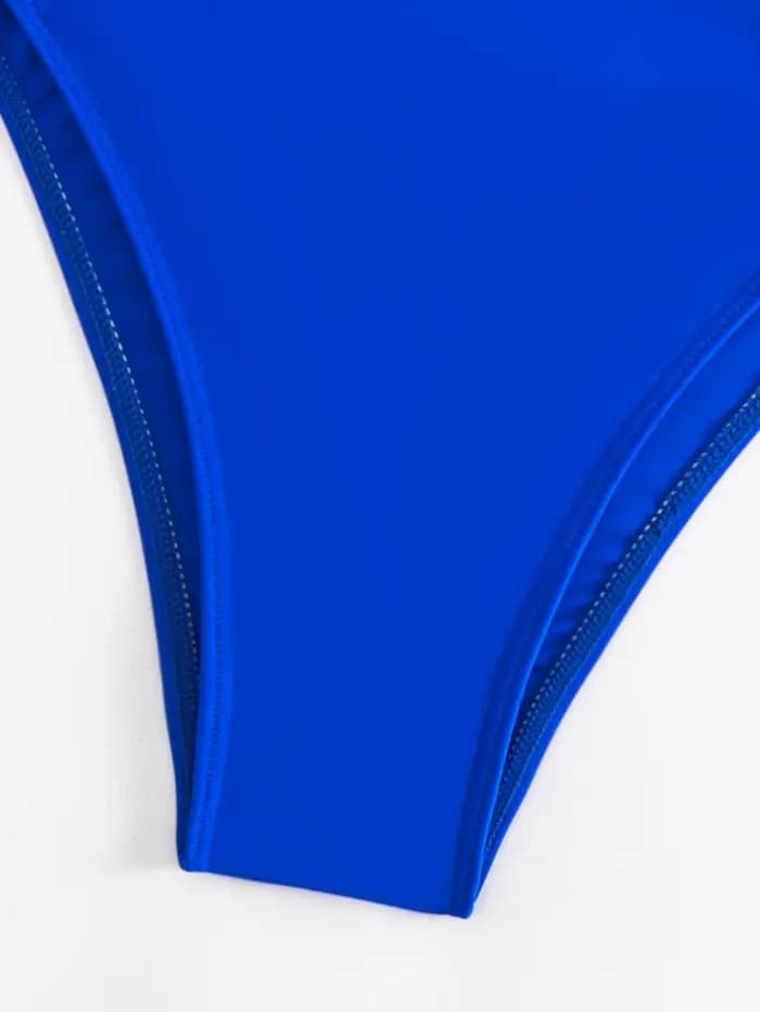 Femmes une pièce maillot de bain bleu Sexy Bikini solide Monokini féminin maillots de bain femme maillot de bain body livraison directe